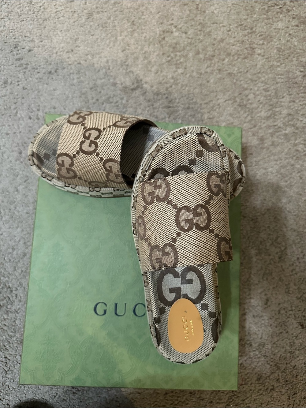 Gucci Platform Sandals in Camel and Ebony